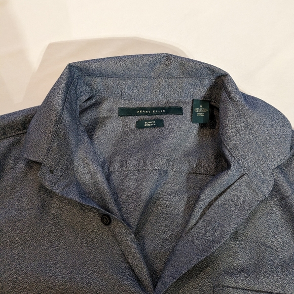 Perry Ellis Blue Button-Up Short Sleeve Shit, Slim Fit, Size S - Picture 3 of 15